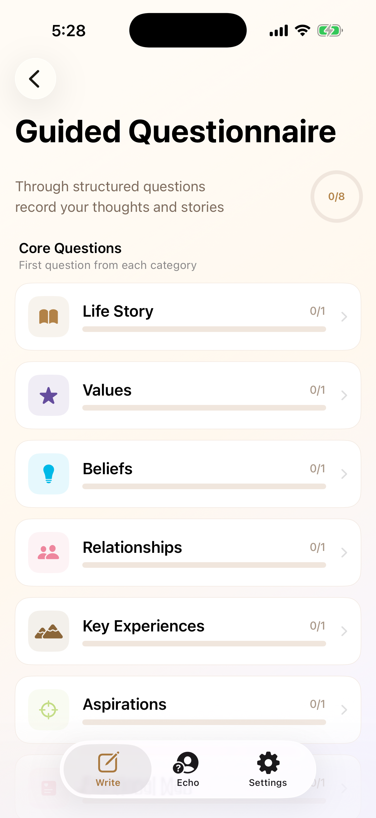 回聲種子引導式問卷八大類別